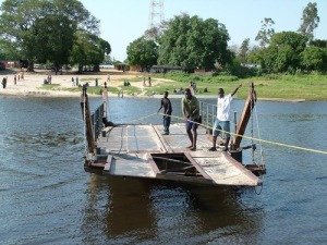 One of the pontoons on the Zambesi River.