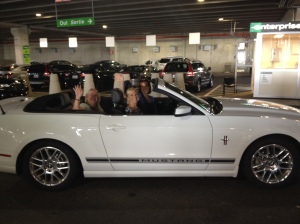 Our weekend ride. A white Mustang convertible!